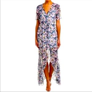 BCBG Generation Blue/Pnk Floral High/Low Maxi SZ L